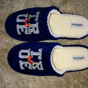 TRUE RELIGION MENS SLIPPERS XL (12) NO BOX BLUE NEW